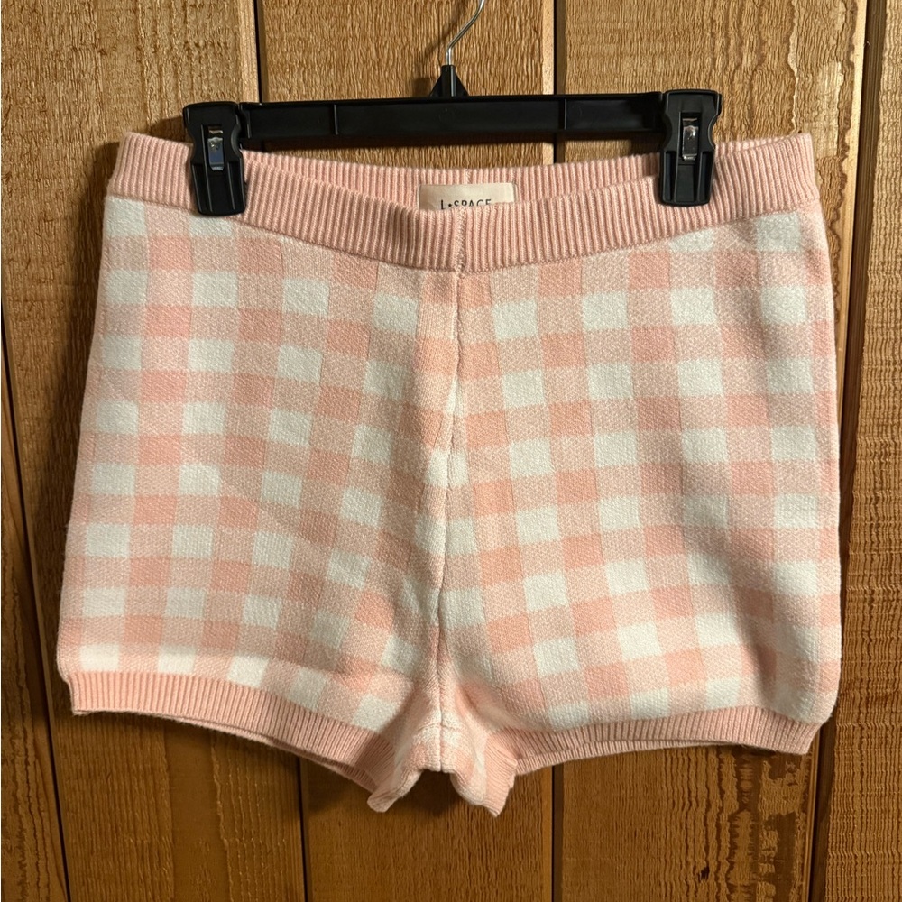 L Space Francie Lounge Short in a Pink Gingham color way NWT Large